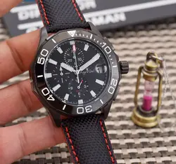 Роскошные брендовые новые кварцевые хронограф мужские часы секундомер сапфировое стекло японские часы синий полный черный красный
