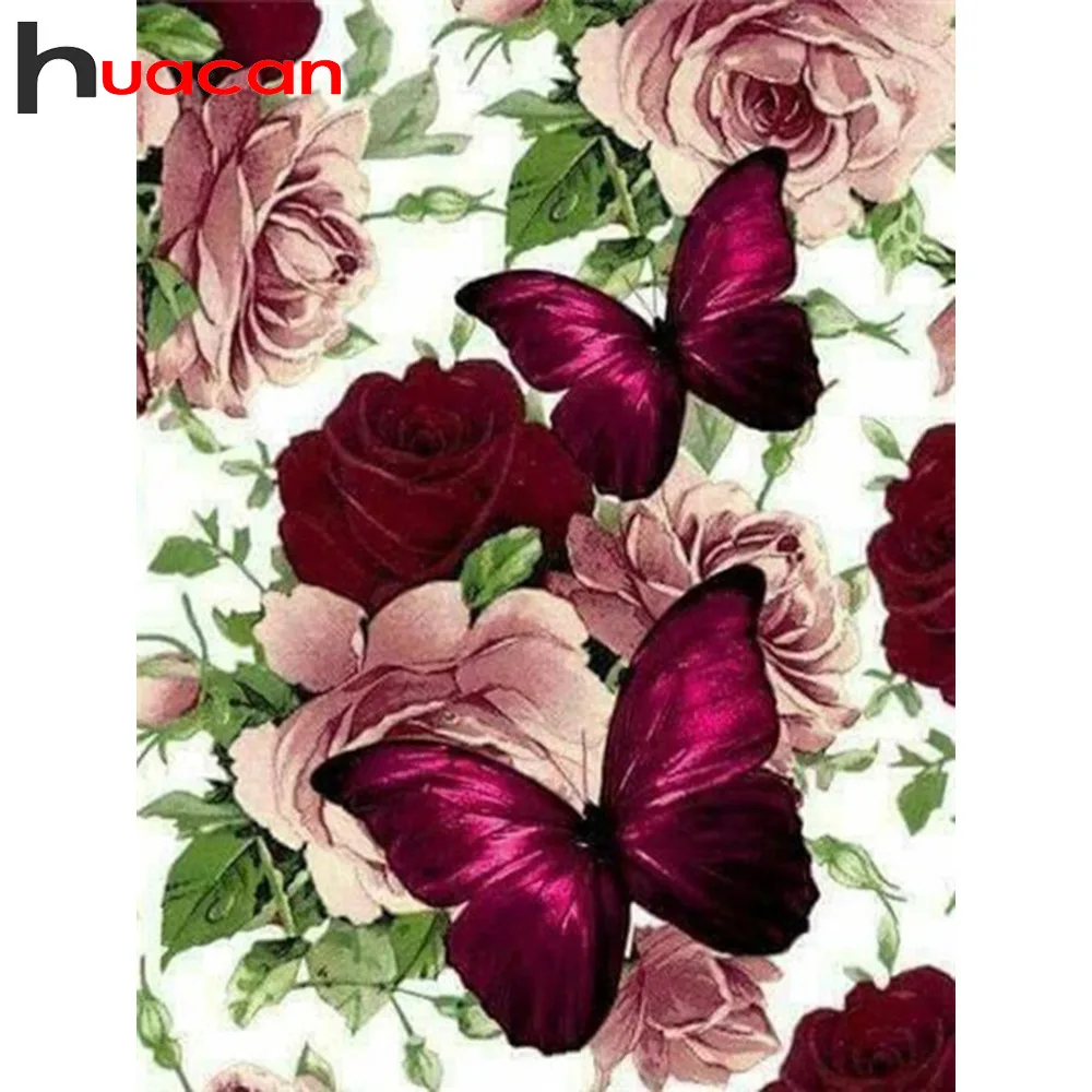 Huacan Diy Diamant Schilderij Vlinder En Bloem 5D Volledige Vierkante Strass Diamant Borduurwerk Mozaïek Kruissteek Home Decor|Diamond Schilderen Kruissteek| - AliExpress