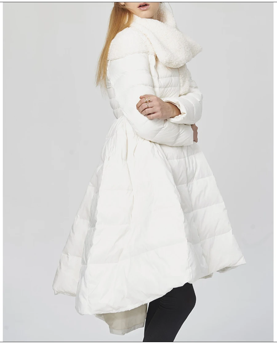 Cnmudonsiплиссированная волнистая Юбка стильная женская пуховая куртка Новая модная зимняя Длинная тонкая парка пальто женская большая Свинг верхняя одежда женская
