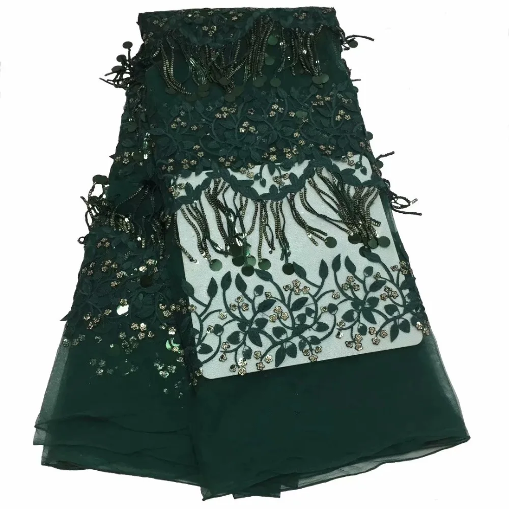 

Free Shipping by DHL! 2019 High quality guipure lace sequence lace sequins embroidery tulle lace fabric for women dress green
