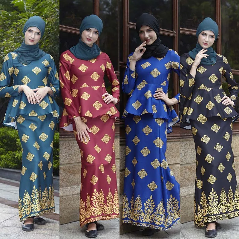 

Abaya Dresse Muslim Printed Two-piece National Women's Burka Suit Skirt Malaysia Explosion Models Women's Dress Islamic Clothing