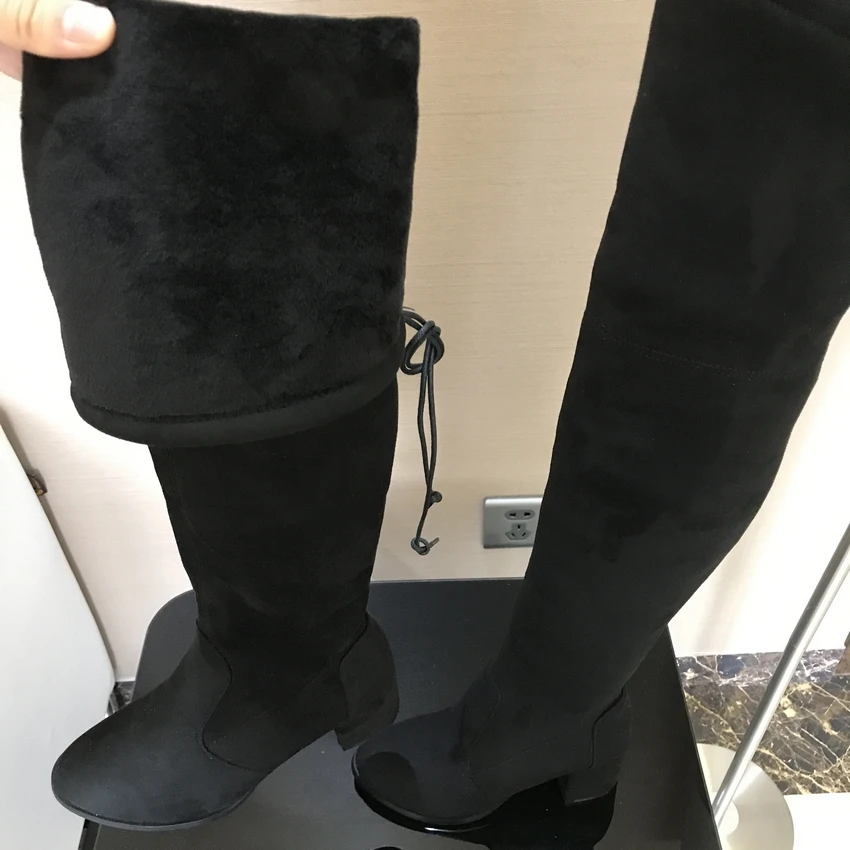 Зимние сапоги на высоком каблуке 7,5 см женские зимние сапоги до бедра женская обувь на высоком каблуке с искусственным мехом женские сапоги выше колена женская обувь