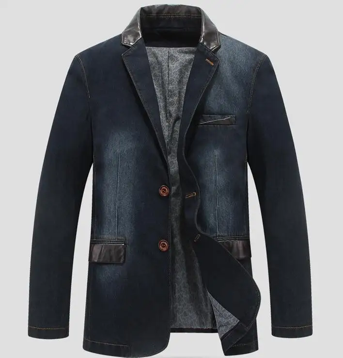 Новинка, Ковбойское пальто для отдыха, мужской свободный Блейзер, костюм, осенние джинсовые куртки, модное пальто, куртка, верхняя одежда, мужские блейзеры - Цвет: Dark blue