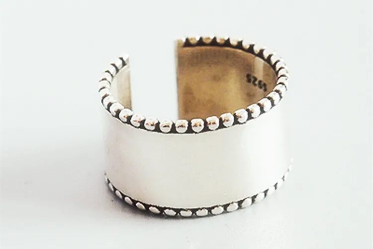 Богемное модное 925 пробы Серебряное большое гладкое античное кольцо для женщин девушек большое кольцо ювелирные изделия для невесты joyas de plata