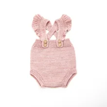 INS/Осенний комбинезон для маленьких девочек; трикотажные розовые комбинезоны с оборками; милая одежда для малышей