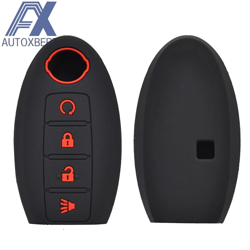 

AX Silicone Remote Key Case Fob Shell Cover Skin Holder 4 Button For Nissan Altima Maxima Murano Rogue Sentra Versa Titan