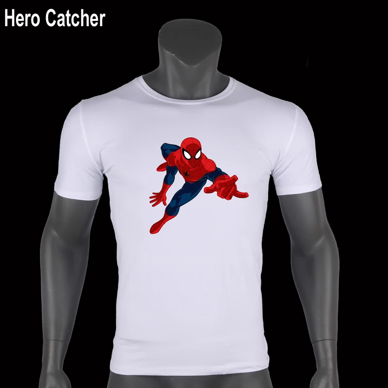 

Hero Catcher Short Sleeve Spiderman Printed T Shirt Men T-Shirt White T shirt Casual Mens Superman Spiderman T shirt Batman