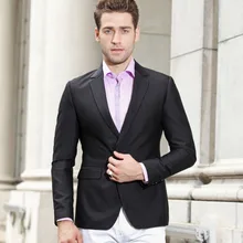 Новейший дизайн, повседневная мужская куртка, простой черный блейзер, костюм с лацканами, 1 пуговица, черный блейзер для мужчин