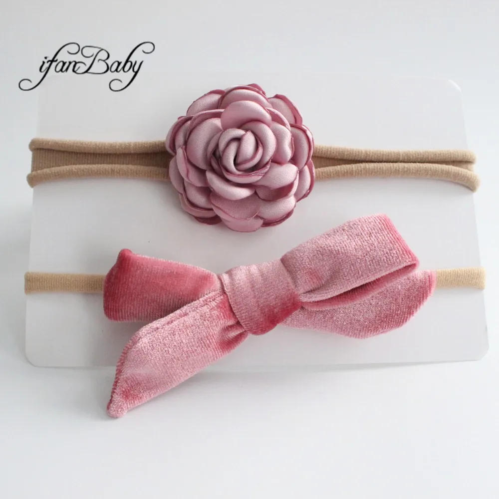 kids girl fabric flower headband nylon headband (12)