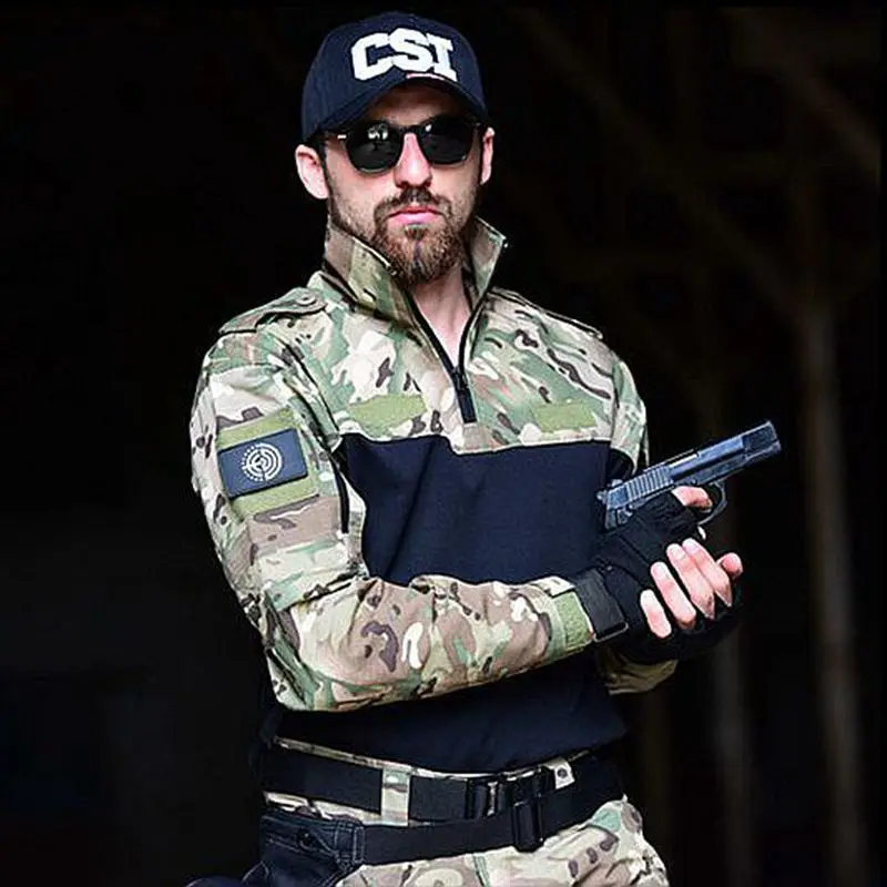 Tactical Camouflage Military Uniform Clothes Frog Suits Men Hunting Training Ghillie Suit Airsoft Sniper Combat Shirt + Pants