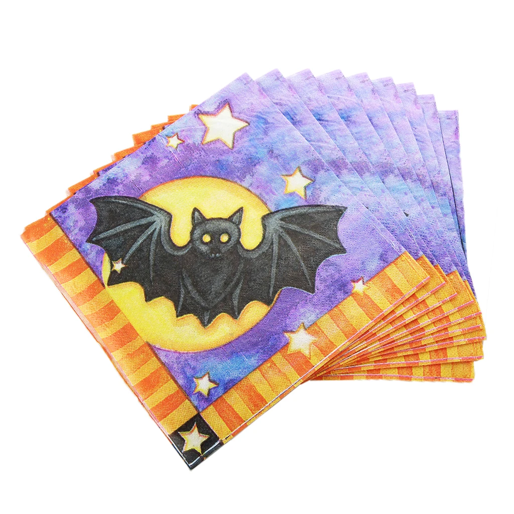 

18pcs Happy Halloween Bat Paper Napkin Disposable Napkin Tableware Decor