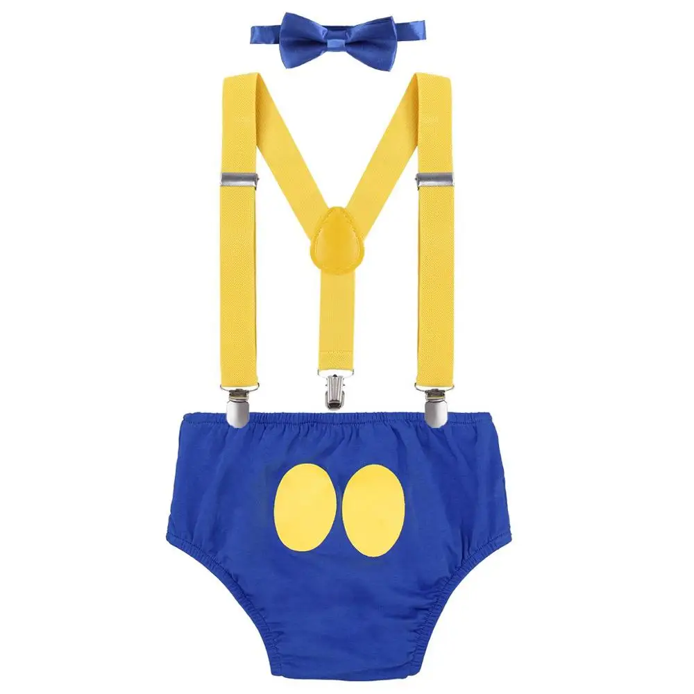 Cake Smash Baby Clothes Cute Mickey Mouse Cosplay Outfit Birthday 1st Birthday for Boy Girls Suspender Outfit Photography Props - Цвет: E