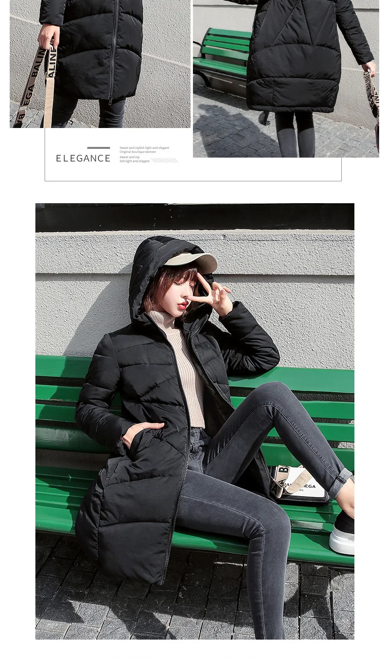 Winter Jacket Women Long Solid Coats Hooded Jackets Cotton Padded Coat Women Zipper Winter Coat Long 2018 Thick Warm Clothing CH612 (9)