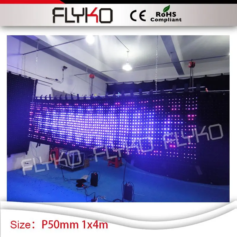 4ft x 14ft nightclub,bar ,DJ stage effect event decoration led backdrop video curtain P50mm