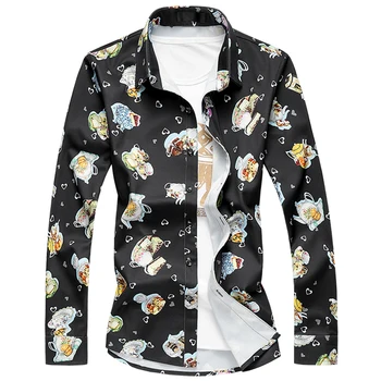 

Men Shirts Long Sleeve 2018 Spring Autumn L-6XL 7XL Thick Casual Floral Shirts Plus Size Hawaiian Shirt Male Dress Shirts