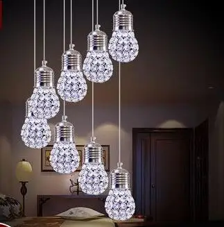 

Stairs lights crystal LED bulb Pendant Lights restaurant meal hanging lampsl paofan creative 1/3 8 heads pendant lamps ZA