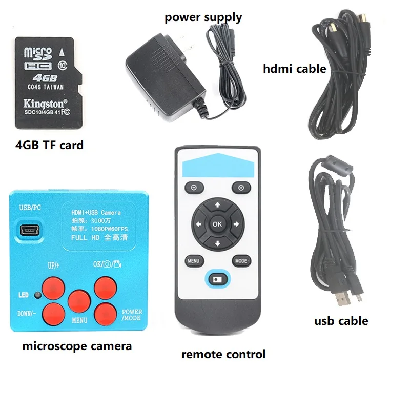 

30MP 1080P HDMI USB HD Soldering Microscope Lens Digital Camera microscopio with 4GB TF Card for Repair Mobile Phone Tools