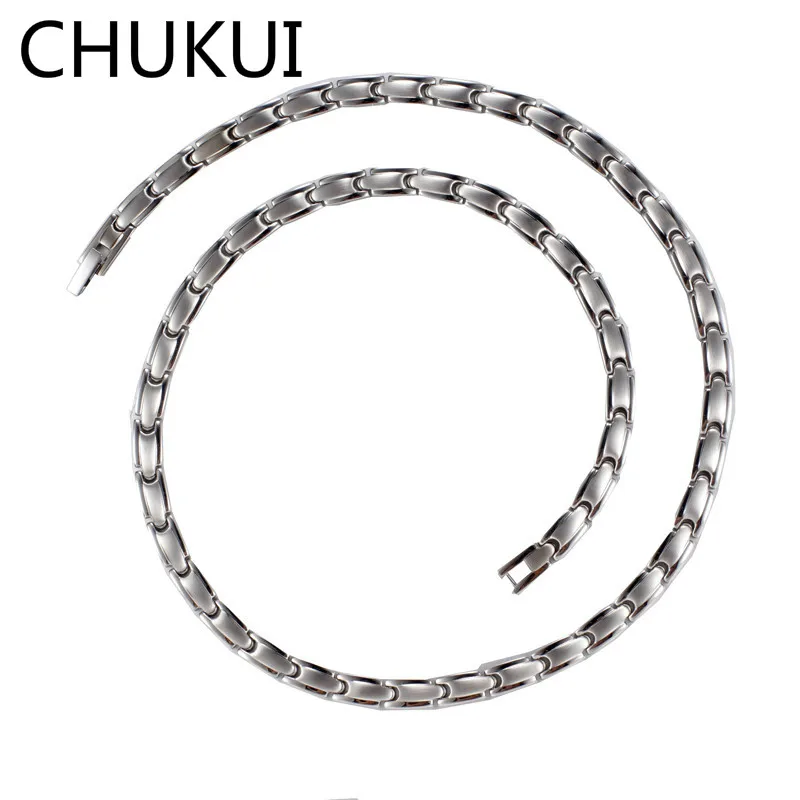 

CHUKUI Women Silver Color Stainless Steel Necklace For Gift Men Healthy Energy Benefits Germanium Magnetic Chain Necklaces