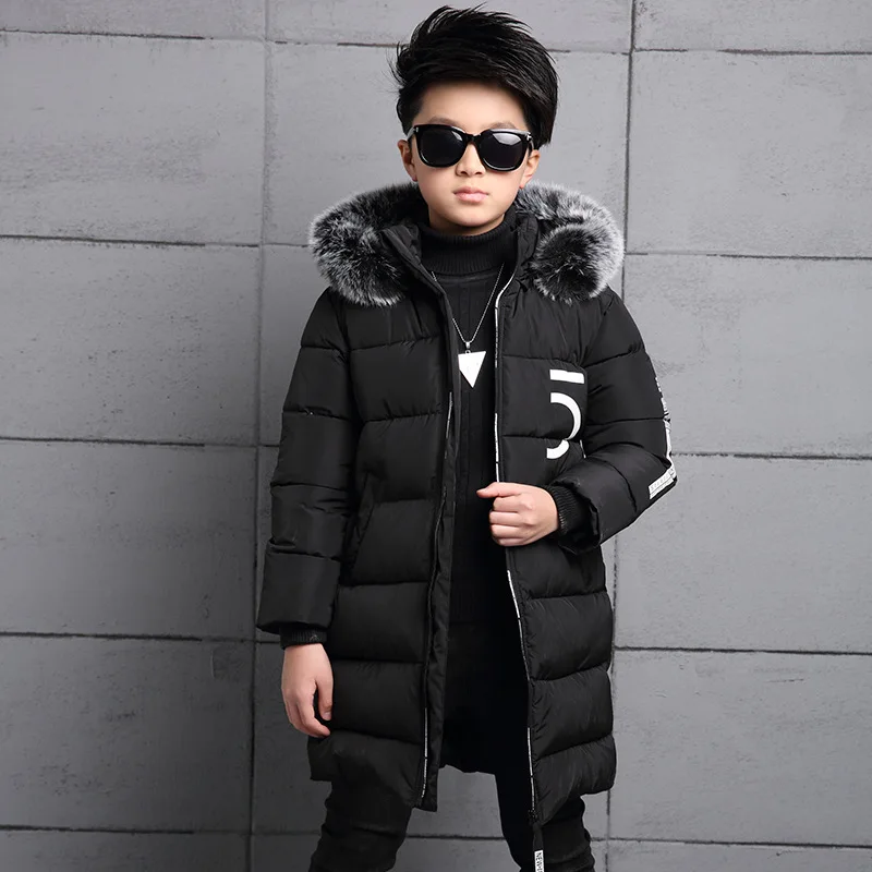 

Children Winter Jackets Cotton Padded Coats Fur Hooded Coat Kids Winter Jackets Teenage Boys Clothes Kids Outerwear Warm Parka