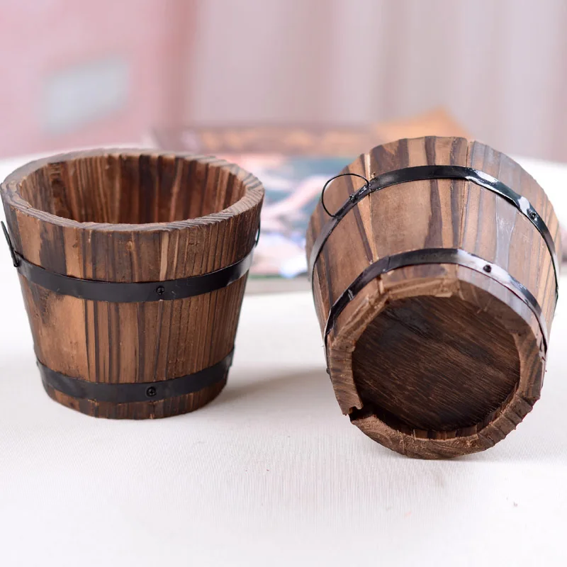 Vintage Nature Small Wood Vase Craft For Artificial Flower Wedding