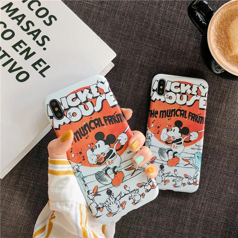 

JAMULAR Vintage Graffiti Mickey Fitted Case For iPhone 7 X XS MAX XR 8 6 6s Plus Cartoon Soft IMD Phone Cover For iPhone X Funda