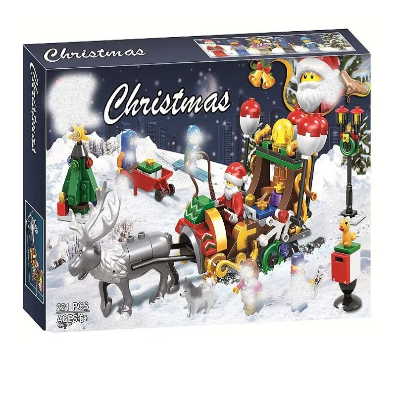 Compatible With Legoings Friends Girl Series Winter Village Christmas Modular Creator Santa Reindeer Building Bricks Blocks Toys
