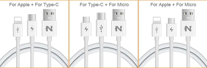 NOHON 2 в 1 USB кабель 8Pin type C Micro для iPhone 7 6 6S Plus iPad iPod для samsung lenovo Nokia LG Android USB провод