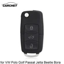 CARCHET Автомобильный ключ чехол для Volkswagen VW Polo Golf Топ 3-кнопка ввода ключа чехол брелока Дистанционного Управления чехол для ключа автомобиля VW Замена чехол