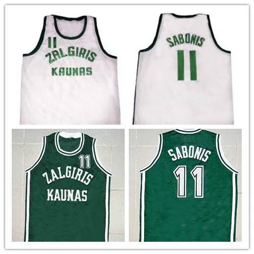 

#11 Arvydas Sabonis Zalgiris Kaunas Retro Mens Basketball Jersey embroidery Stitched Custom Any name and number