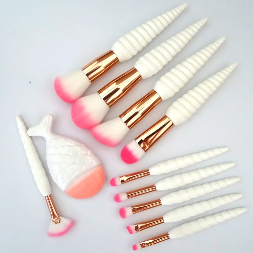 Pincéis de Maquiagem Unicórnio Concha Conjunto Sereia Fundação pó Cosméticos Sombra Rosto Kabuki Compõem Escova Ferramentas Kit 11 Pçs 3 High Quality Beleza e saúde