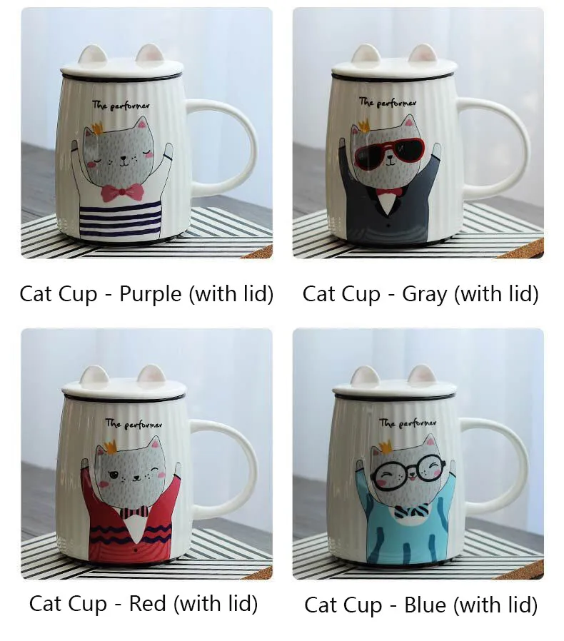 HOMIE lovely  Cat animal Cup Coffee Mug Large 500ml With lid Mugs creative Drinkware Tea milk Cup Novelty Newlywed couple04_