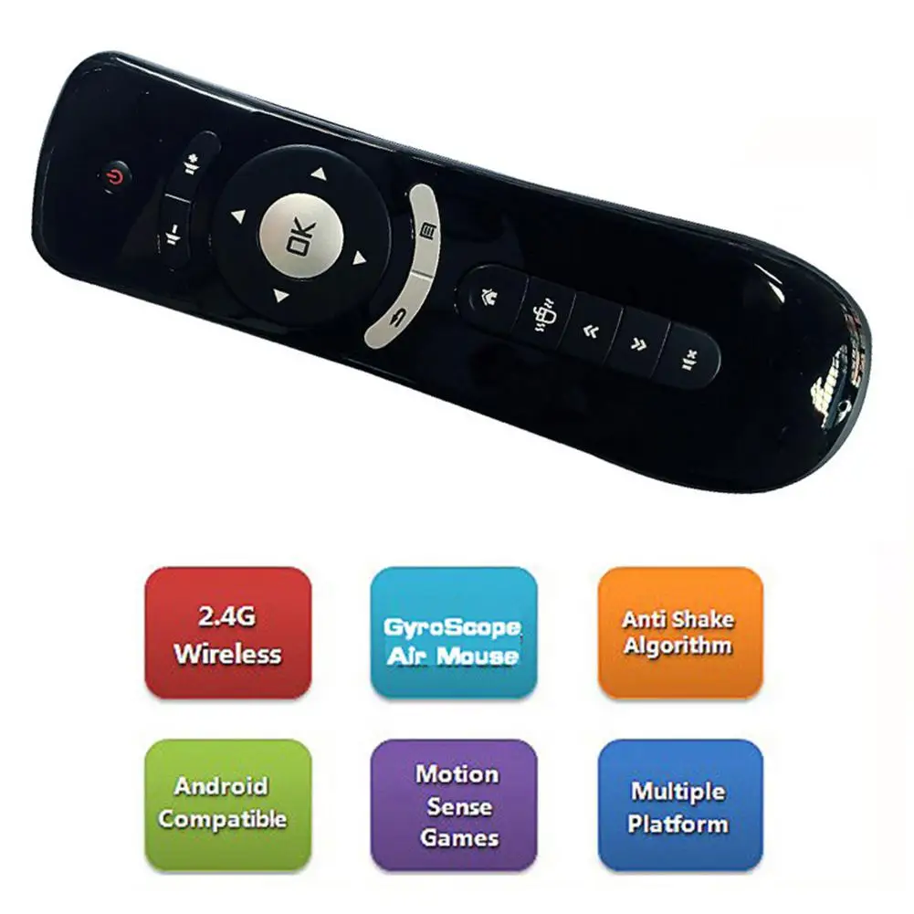 

Gyroscope Mini Fly Air Mouse T2 6-Axis Sensor Wireless Air Mouse Remote Control 3D Sense Motion Stick for Android Smart TV Box