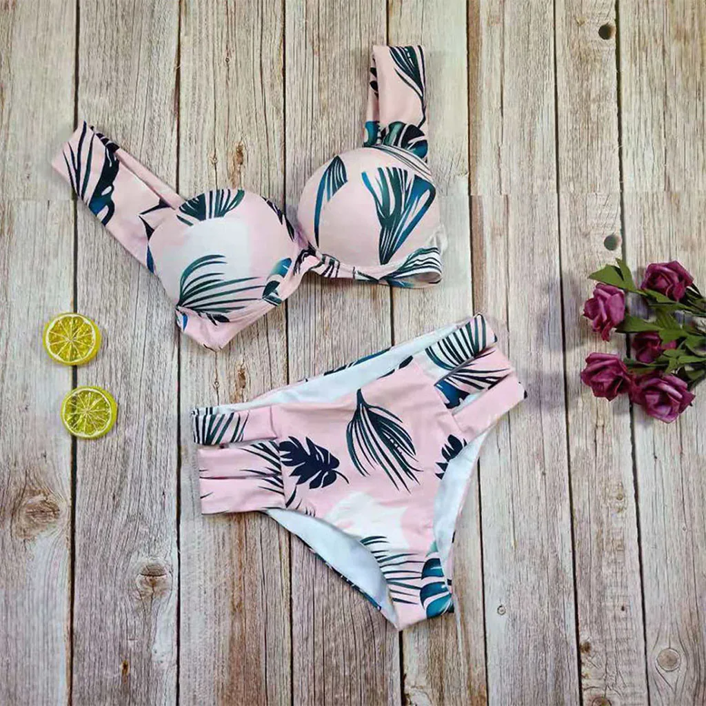 

Womail 2019 Sexy Bikini Swimwear Women Swimsuit Women Leaves Print Push-Up Pad beachwear Beach wear Bathing Suits W30514