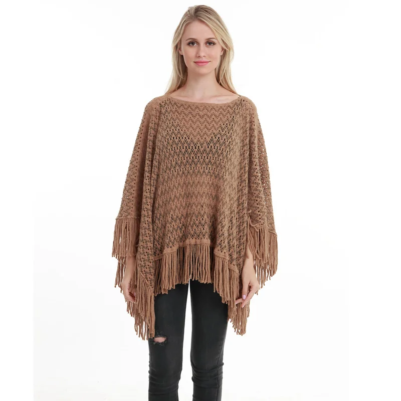 New Autumn Fashion Woman Poncho Hollow Tassel Loose Sweater For Women Pullover plus size Thin Sweater Loose Shawl New Autumn Fashion Woman Poncho Hollow Tassel Loose Sweater For Women Pullover plus size Thin Sweater Loose Shawl