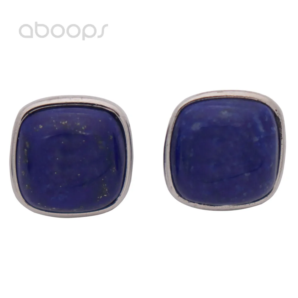 12mm Vintage 925 Sterling Silver Square Lapis Lazuli Stud Earrings for Women Girls Free Shipping Fashion Jewelry