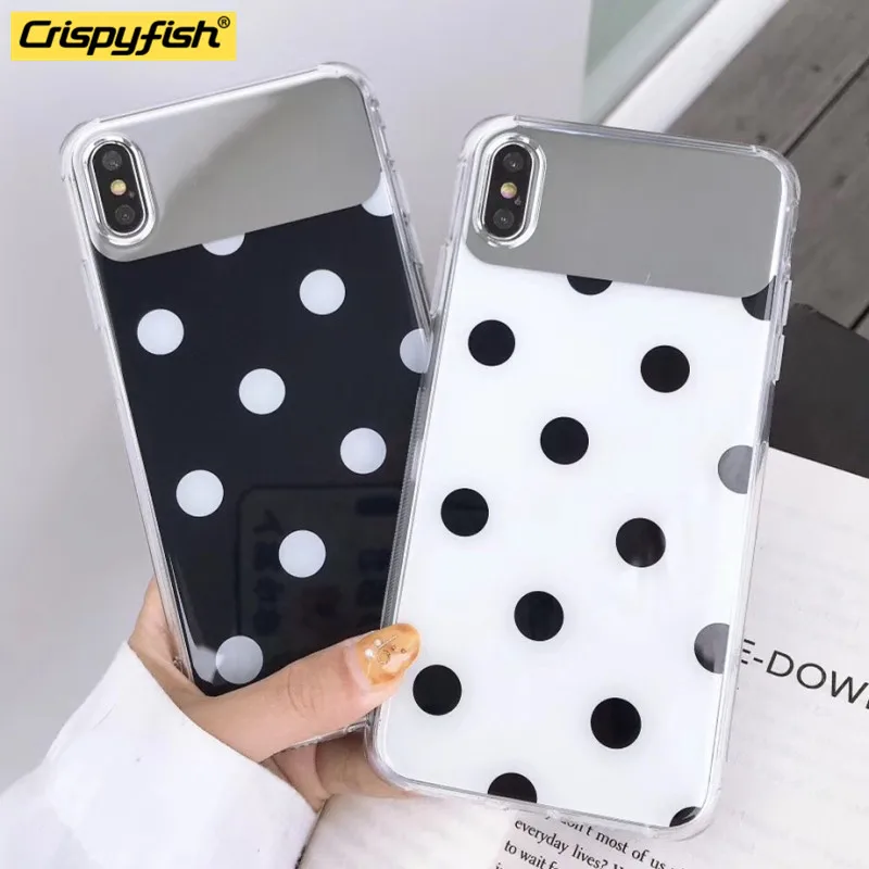 

Crispyfish Wave Point Soft For iPhone 6 6s 7 8 Plus Mirror Surface Soft TPU Silicone Case Back Cover For iphone X Xs Max XR Capa