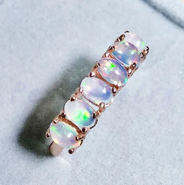 Природный Опал кольцо настоящий opal 925 серебро Handworked кольца Fine jewelry 0.2CT* 6 шт. Самоцветы#16102536