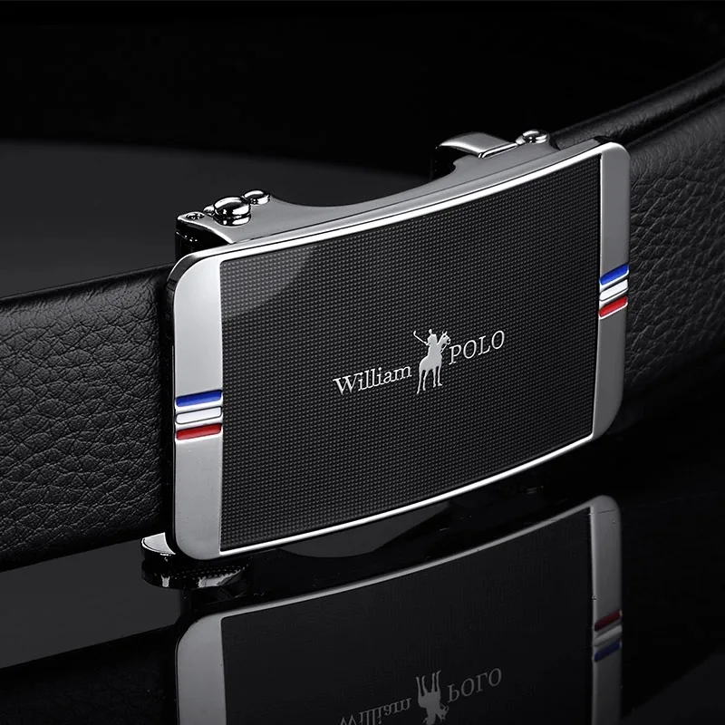 

leather belt men Business Fashion Design Buckle Luxury Brand Waist Belt For Male Casual Black ceinture men belt WILLIAMPOLO18243