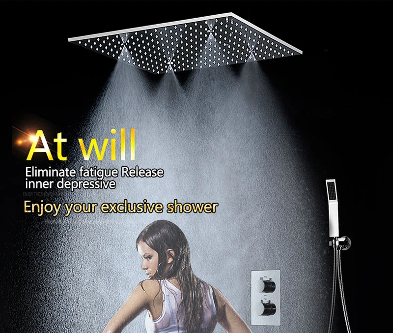SPA Big Rain Shower Faucets Modern Shower Ceiling 20'' Showerheads Panel 304 Stainless Steel Shower Set & Bath Shower Mixer (1)