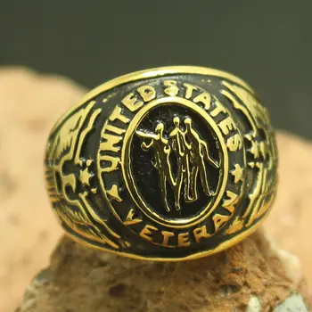 

316L Stainless Steel Cool American Veterans Ring