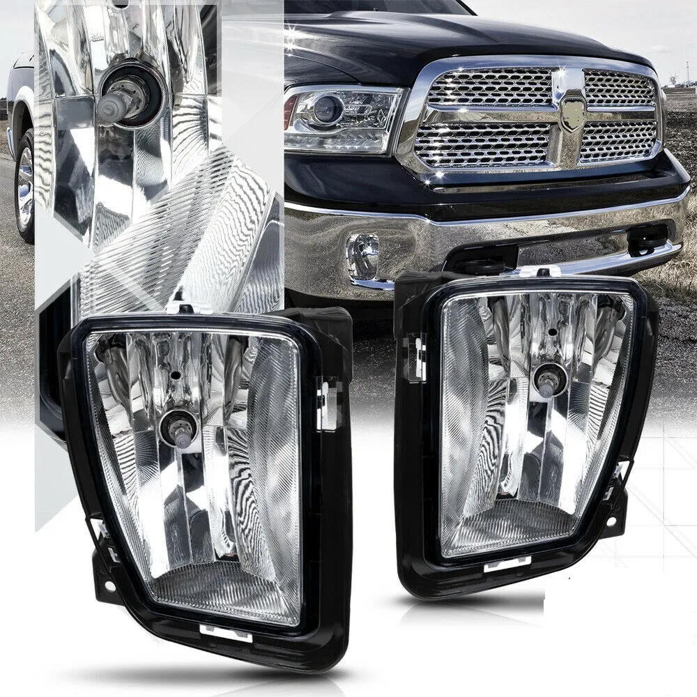 

A Pair White Clear Lens Front Driving Fog Light Lamps Switch Replacement For 13-18 Ram 1500
