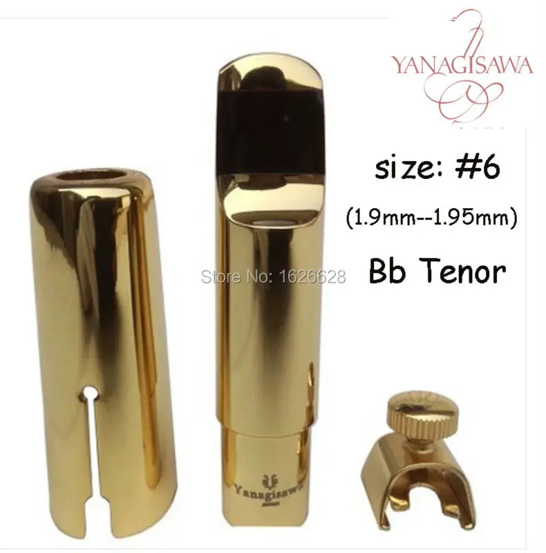 

Free Shipping New YANAGISAWA Gold Plated Bb Tenor Sax Saxophone Mouth Piece Metal Mouthpiece + Cap + Ligature #6