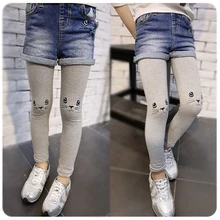 Леггинсы для девочек; Новинка г.; детские джинсы для девочек; детские леггинсы с эластичной резинкой на талии для девочек; весенние брюки до колена с котами