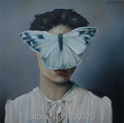 

Wallpaper oil painting butterfly abstract painting with beautiful girl Canvas Painting wall art frameless painting for home