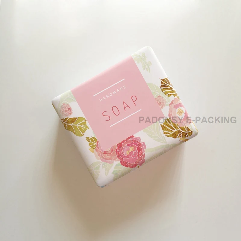 Розовая Цветочная печатная упаковочная бумага для мыла упаковка для мыла ручной работы Чистый Холодный процесс мыло обертка