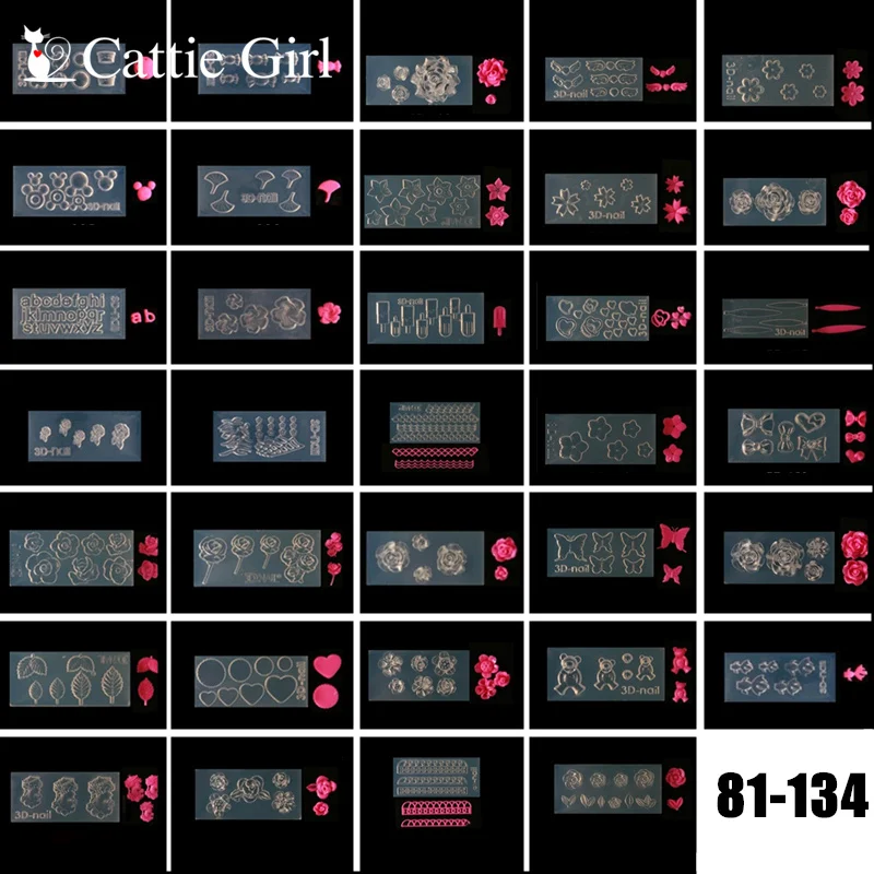 

134 Patterns 3D Acrylic Mold for Nail Art Decorations Silicone Molds Nail Art Templates Pattern Mould Nails Salon DIY (81-134)