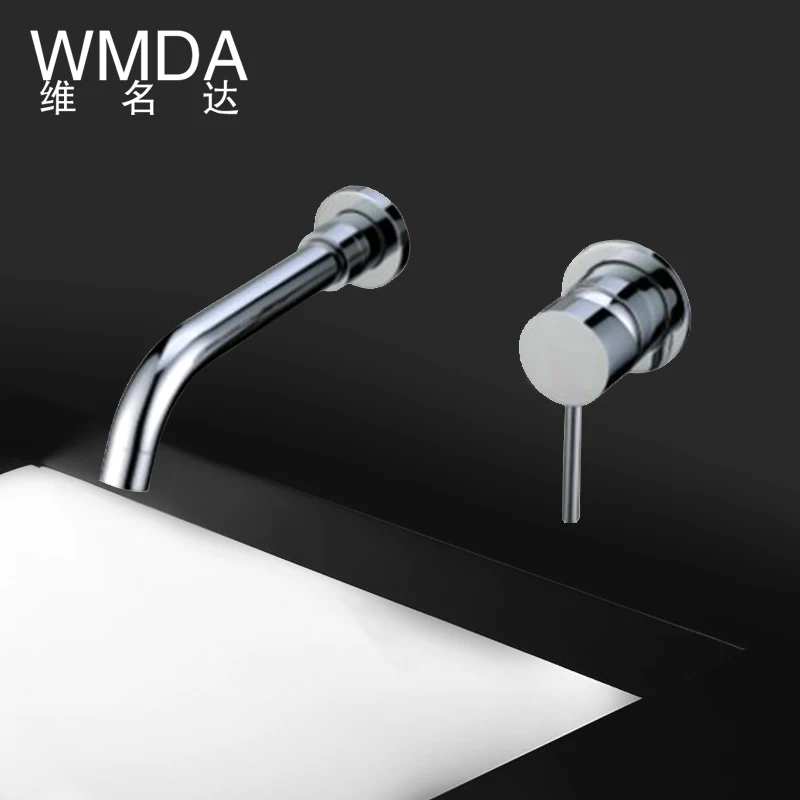 

Bathroom into the wall mounted hot and cold dark concealed washbasin water tap hotel engineering copper faucet freeshipping