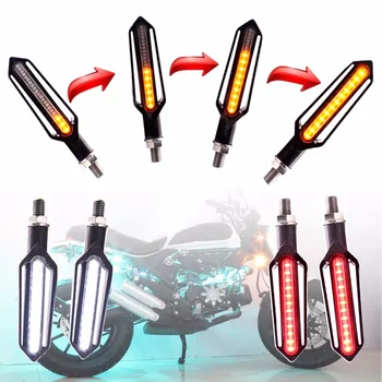 

New Three-use Flowing Water lighting LED motorcycle turn signal red brake lamp white DRL Indicators Blinkers flicker for motor