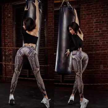 

Pants Ladies Hot Selling Sexy Blue Snake Lin Printing Mid Waist Fitness Leggings Stretch Elastic Trousers