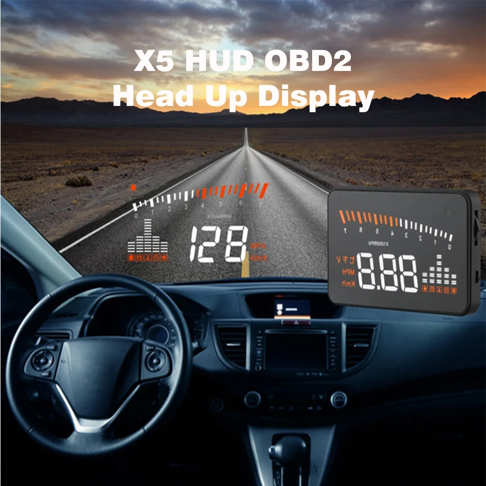 Хит, X5, 3 дюйма, автомобильный HUD OBD2 II, дисплей на голову, система Предупреждение о превышении скорости, проектор, лобовое стекло, авто